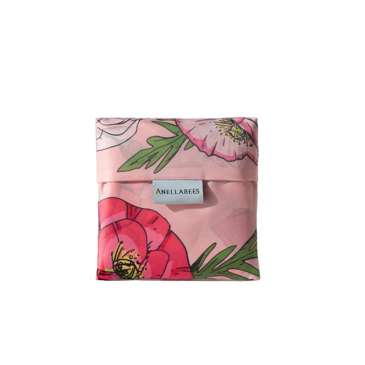 Pink Poppies reusable shopping bag by Anellabees with floral design, ideal for farmer's markets and eco-friendly gifts.