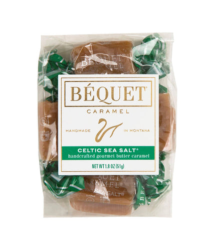 Packaged Béquet Caramel with a label on a white background