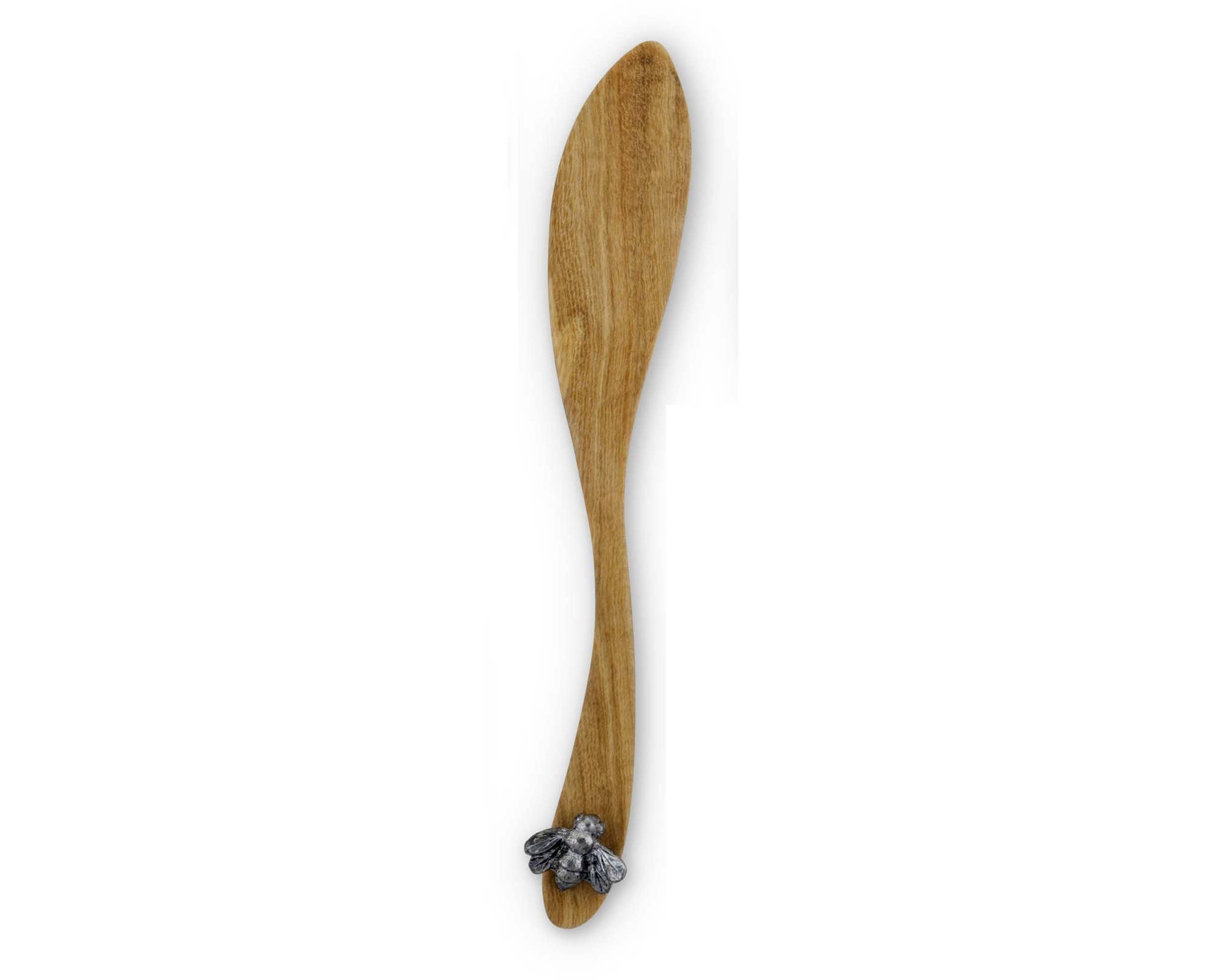 Vagabond House Bee Wood Spreader with detailed bee design on polished wood handle, ideal for spreading butter or soft cheeses
