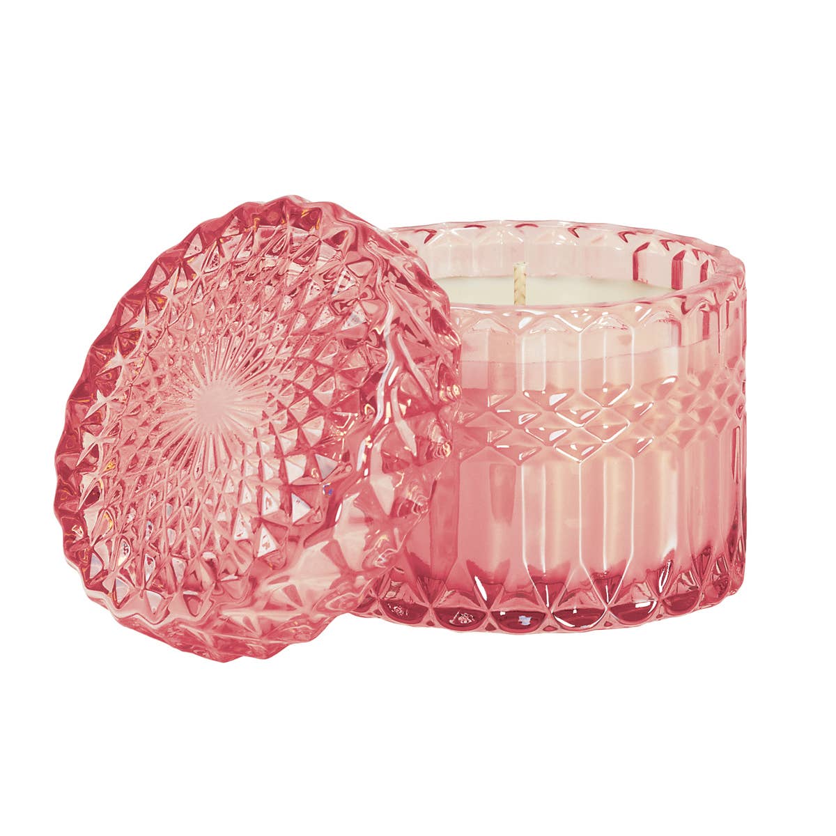 Pink Bellini Crystal Candle by The SOi Company featuring a pink glass candle holder and decorative crystal accents.