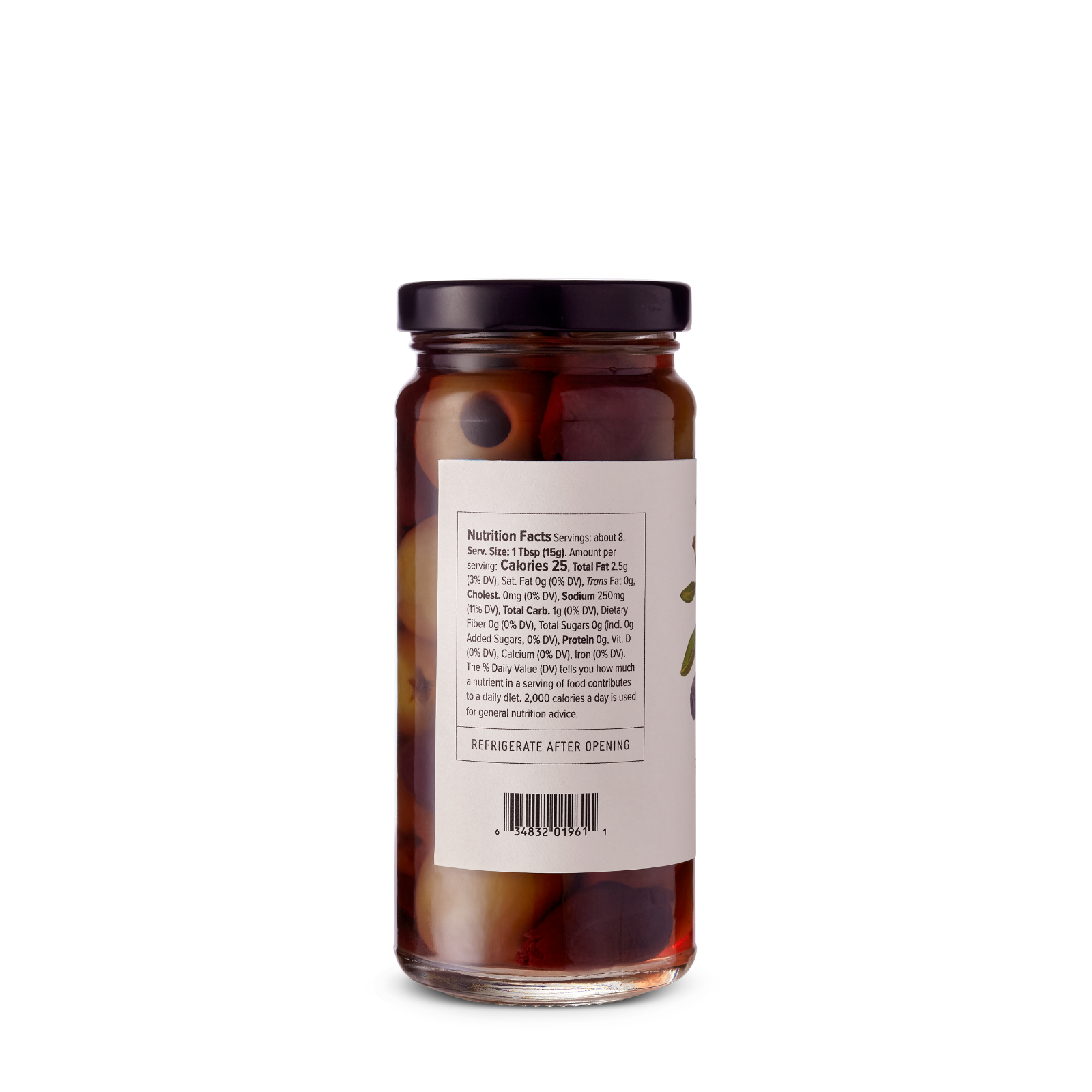 Jar of McEvoy Ranch pitted table olives in a 4.25 oz condiment container with olives visible inside.