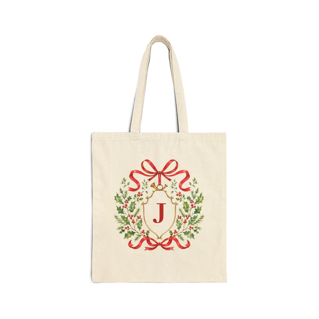 Personalized Christmas Crest Tote Bag