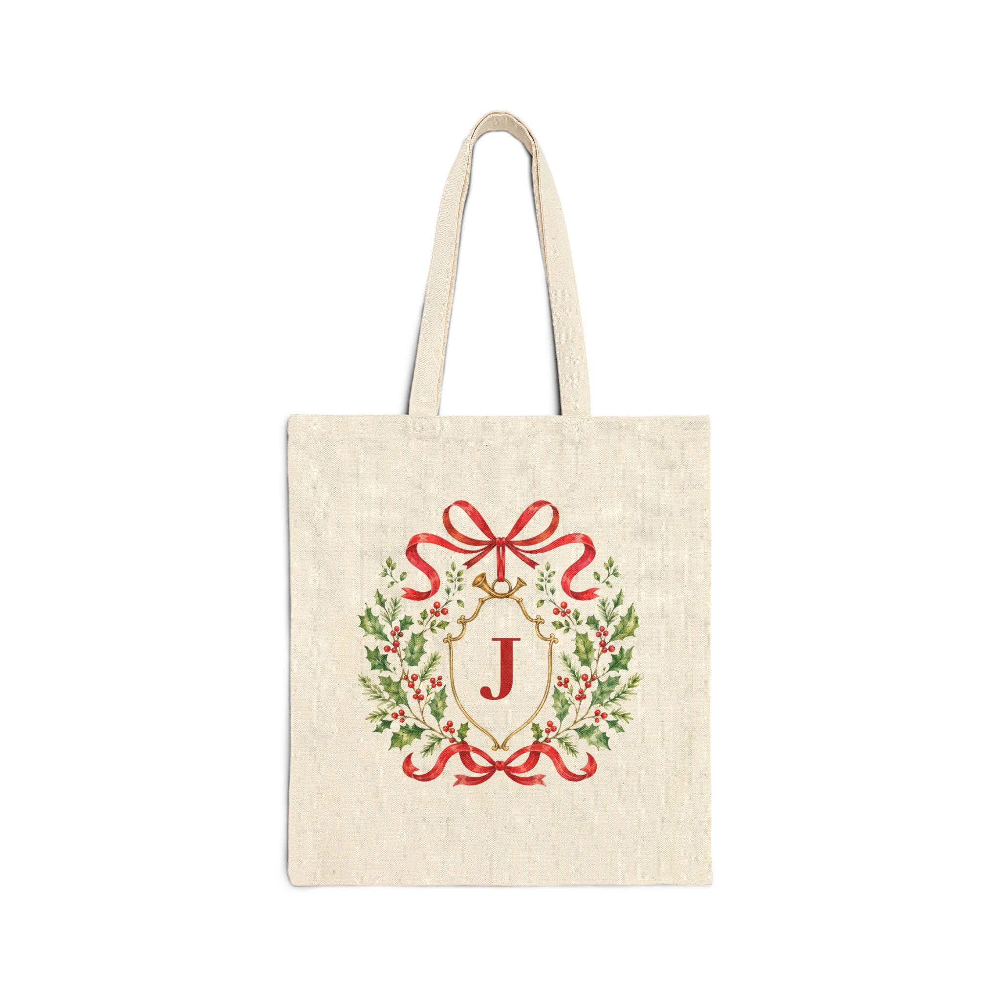 Personalized Christmas Crest Tote Bag