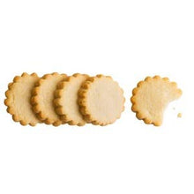 Rustic Bakery Meyer Lemon Shortbread Cookies on a plate, showcasing golden-brown, buttery cookies with lemon zest.