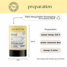 Chamomile Mini Tea Tube by Tea with Tae containing 5 tea bags, featuring a small, portable box with chamomile tea bags inside.