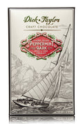 Dick Taylor Peppermint Bark featuring dark and white chocolate layers, visually showcasing the layered peppermint candy bark.
