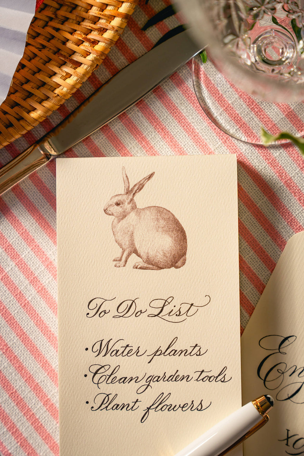 Alexa Pulitzer Rabbit Long Pad paper with intricate rabbit design, ideal for writing or decorative use.