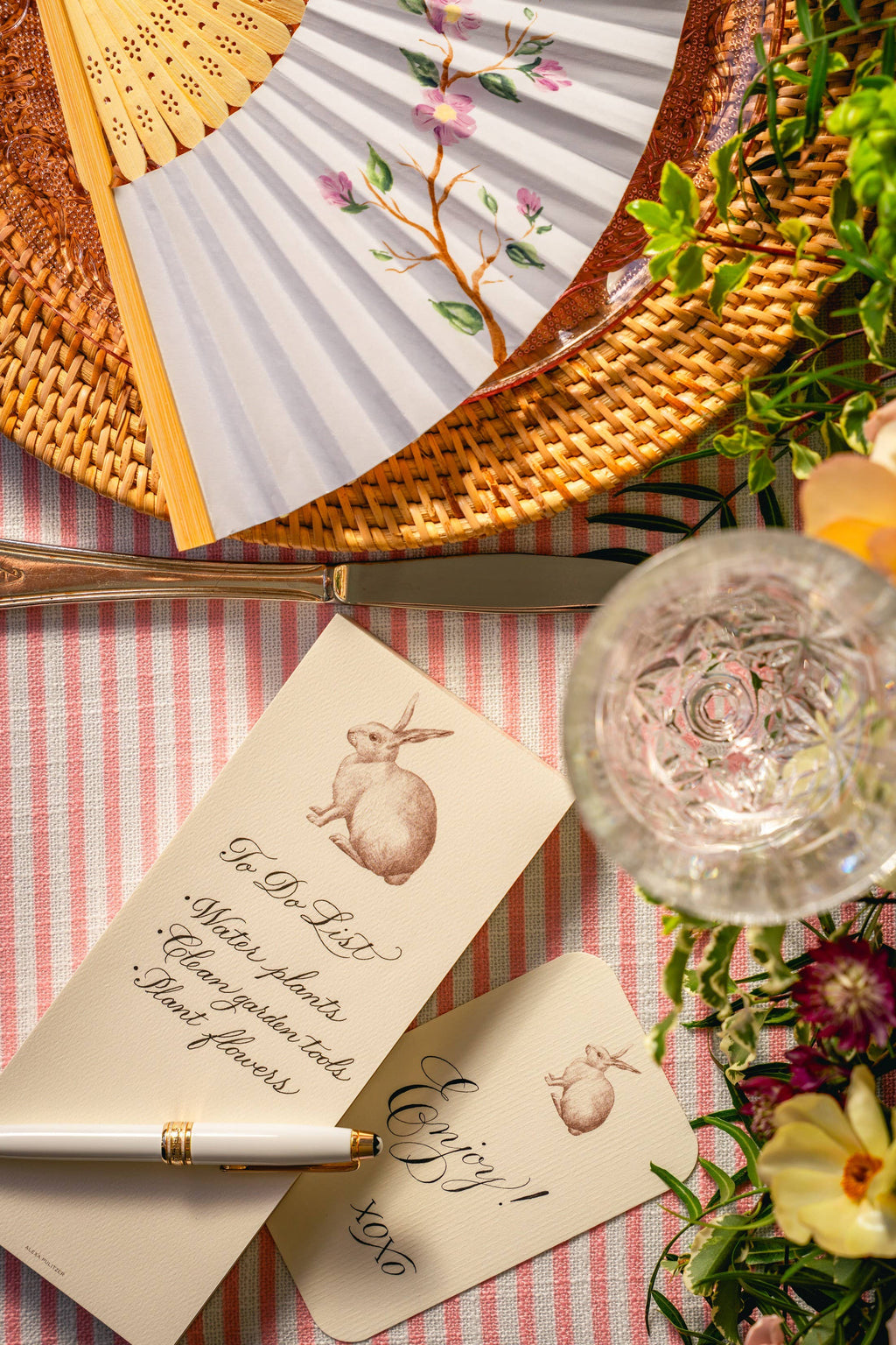 Alexa Pulitzer Rabbit Long Pad paper with detailed rabbit illustration on white background, ideal for writing or note-taking.