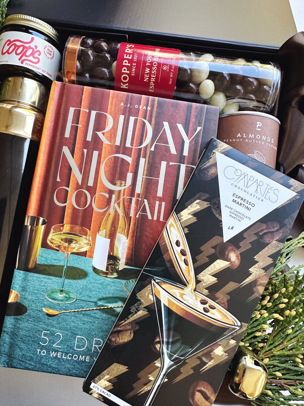 Poppins & Post gift box with colorful spirits-themed decorations for festive celebrations and holiday gifting.