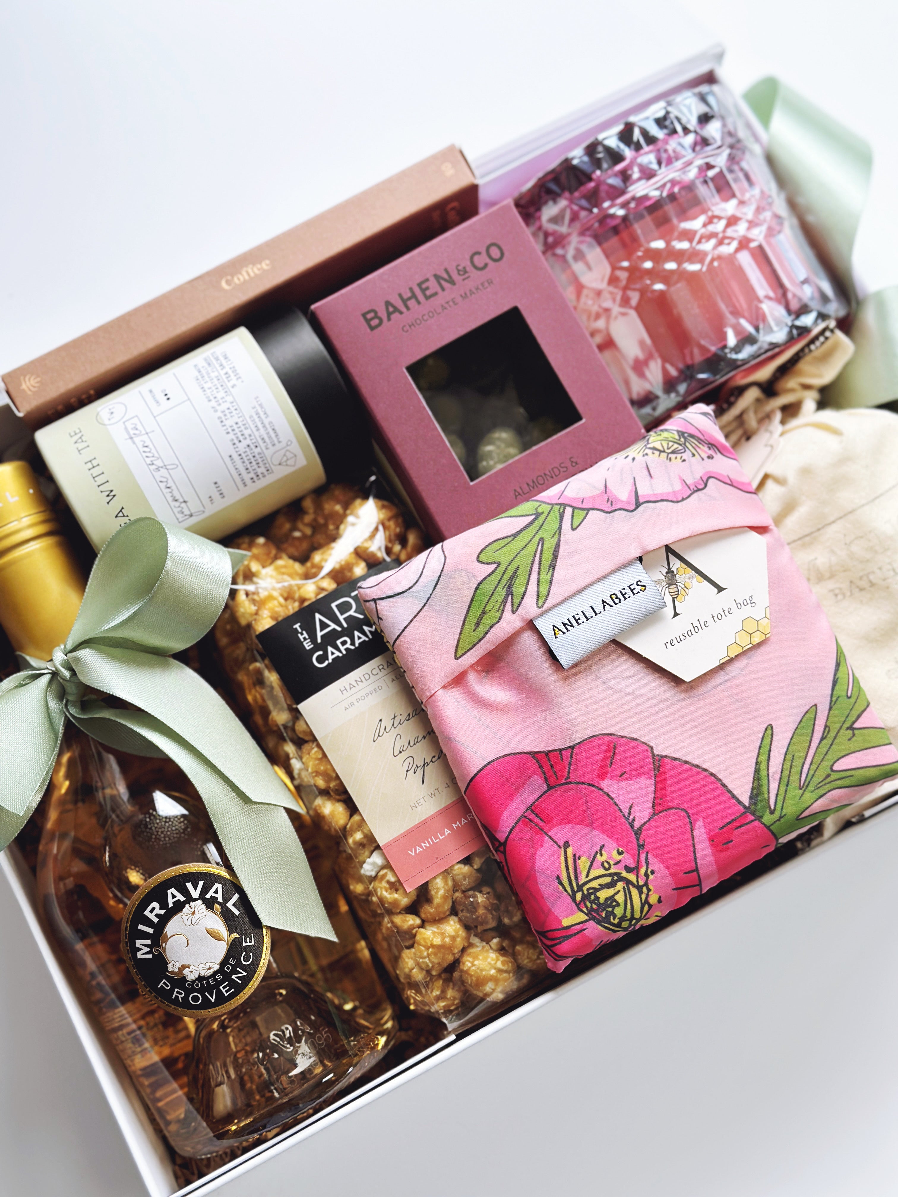 In Full Bloom gift box from Poppins & Post featuring beautifully arranged floral-themed gifts in a decorative box.