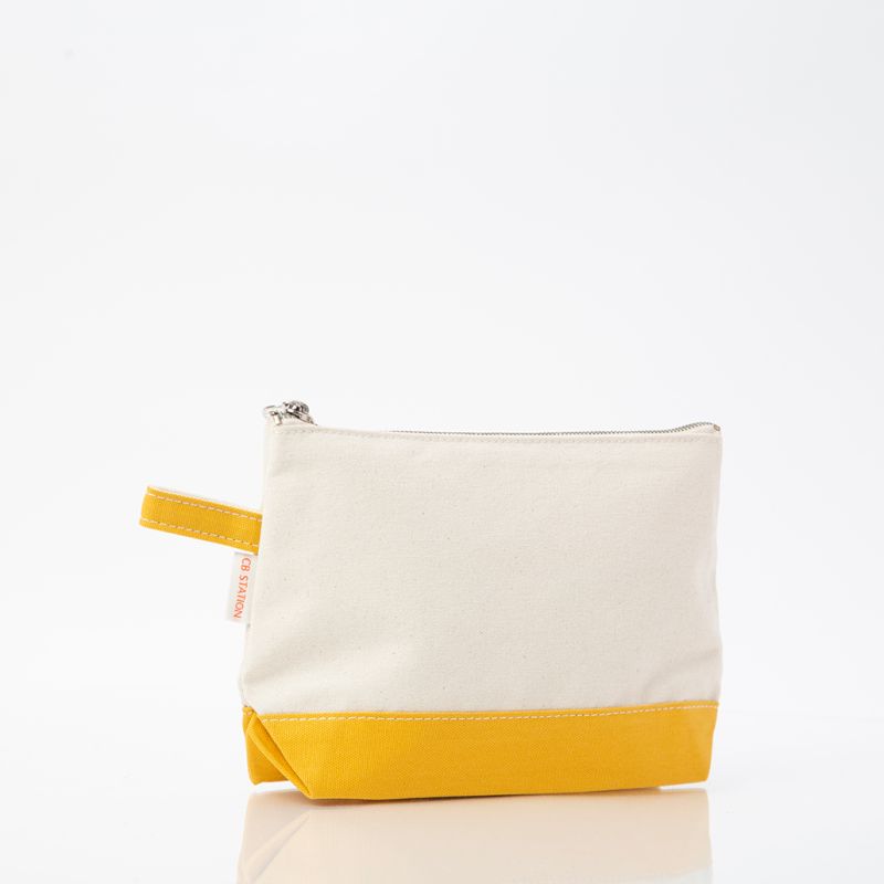 Small pouch with yellow bottom half on a white background