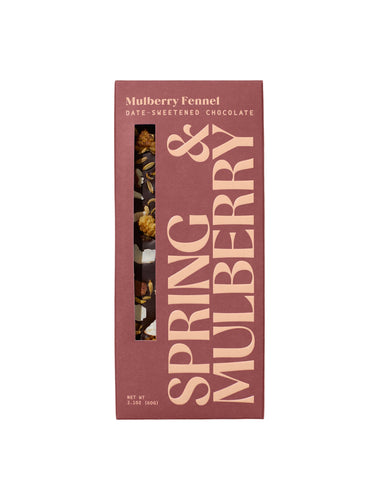 Mulberry Fennel Date-Sweetened Dark Chocolate