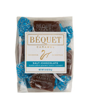 Packaged Béquet Caramel salt-chocolate candies with a white background