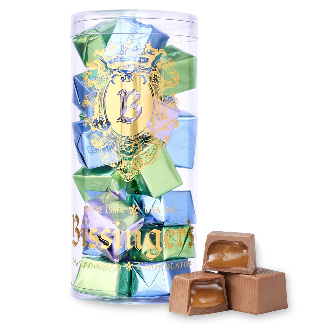 Bissinger's Foil wrapped candy in clear plastic tube.