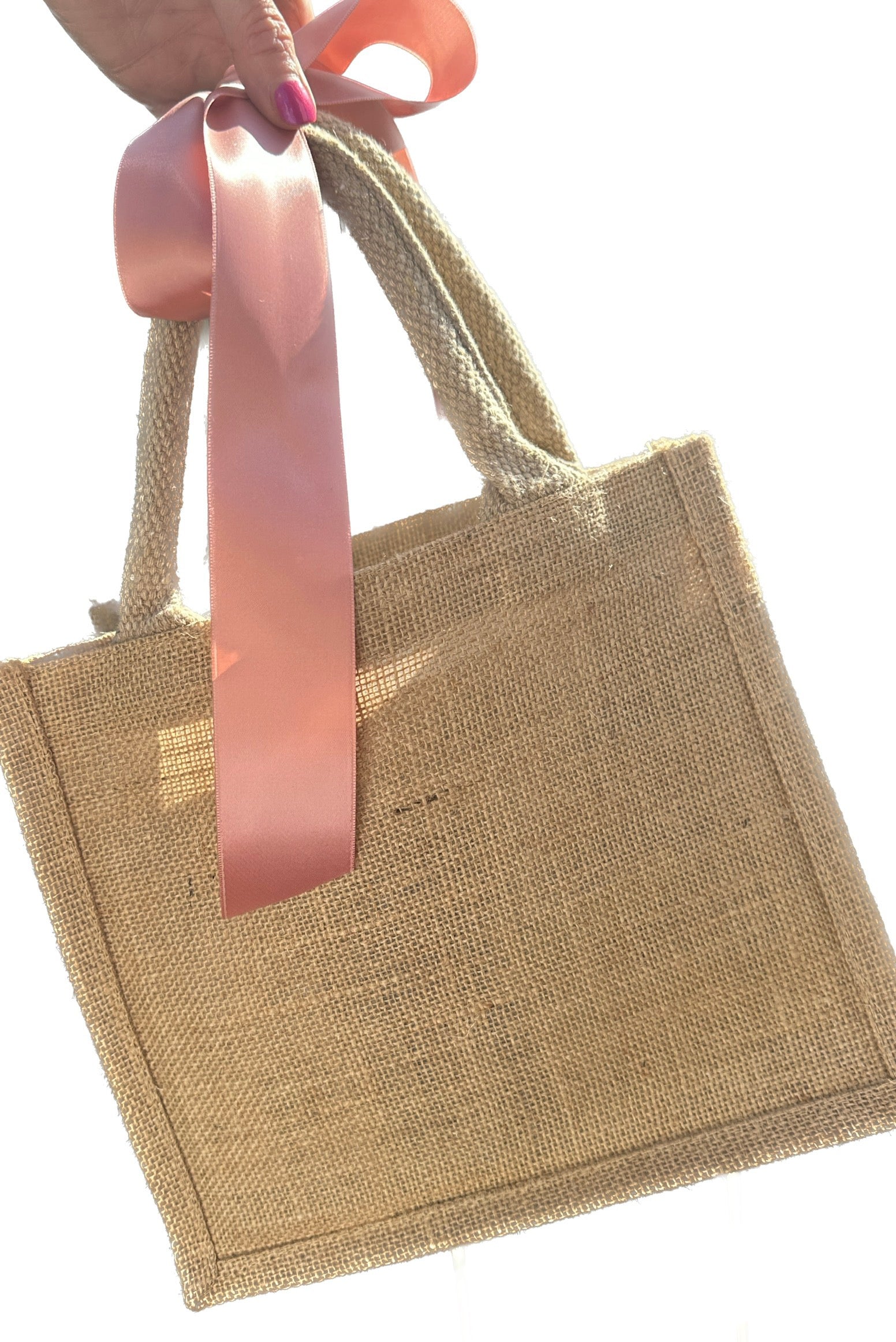 Handmakers Natural Beige Small Women's Handmade Jute Gift Bags for Weddings  and Engagements